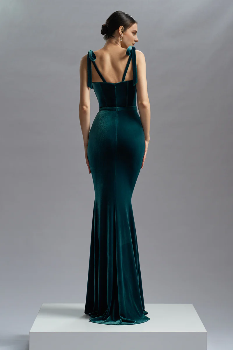 Stores With Prom Dresses Sleeveless Long Velvet Evening Dress Prom Dress Mermaid Sheath Floor Length Formal Wear Dresses